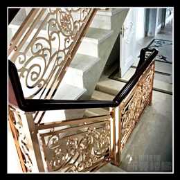 別墅銅樓梯扶手 鍍金色銅板圍欄時尚定製