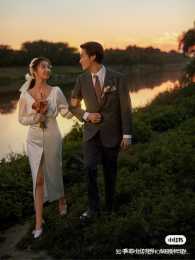 拍了組落日河畔婚紗照✨法式感美爆了❗️